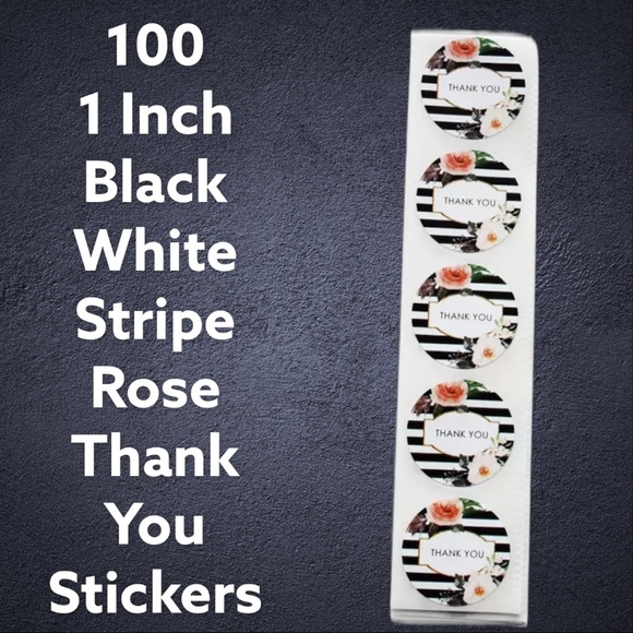 Clearance 100 Pack Black & White Stripe Thank You Stickers PRICE IS FIRM - Picture 2 of 3